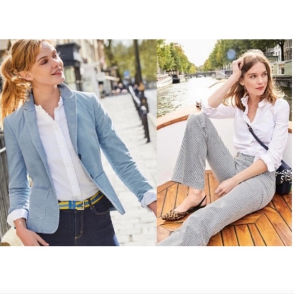 Boden Virginie Ruffle Shirt White Size 10